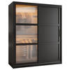 SCHWEBETÜRENSCHRANK 200/150/62 2-türig - Schwarz, Holz/Kunststoff (150/200/62cm) - Abiks Möbel