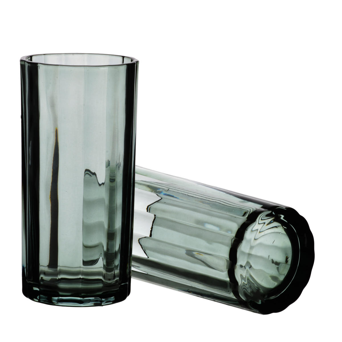 GLÄSER Elise Stripes 4er Set Grün 360ml 7x7xh15 cm Glas - Grün, Glas - Mondex