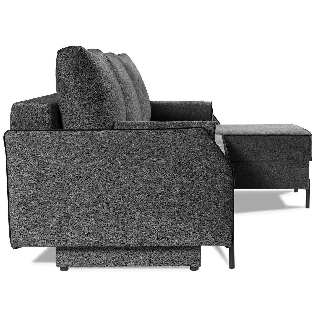 ECKSCHLAFSOFA Livio mit Schlaffunktion und universeller Ottomane, Grau - Grau, Textil (213/155cm) - Beautysofa
