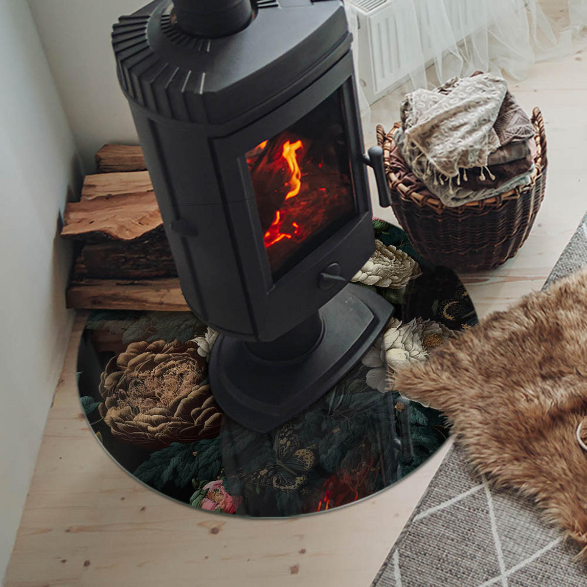 GLASPLATTE für Kamin Ø 70 cm Grün - Grün, Glas (70/70/0.4cm) - ArtPrintCave