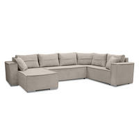 WOHNLANDSCHAFT Lovere U Beige 314/217/90 cm – Womit Schlaffunktion und Bettkasten - Beige/Silberfarben, Textil/Metall (314/90/217cm) - AX Living