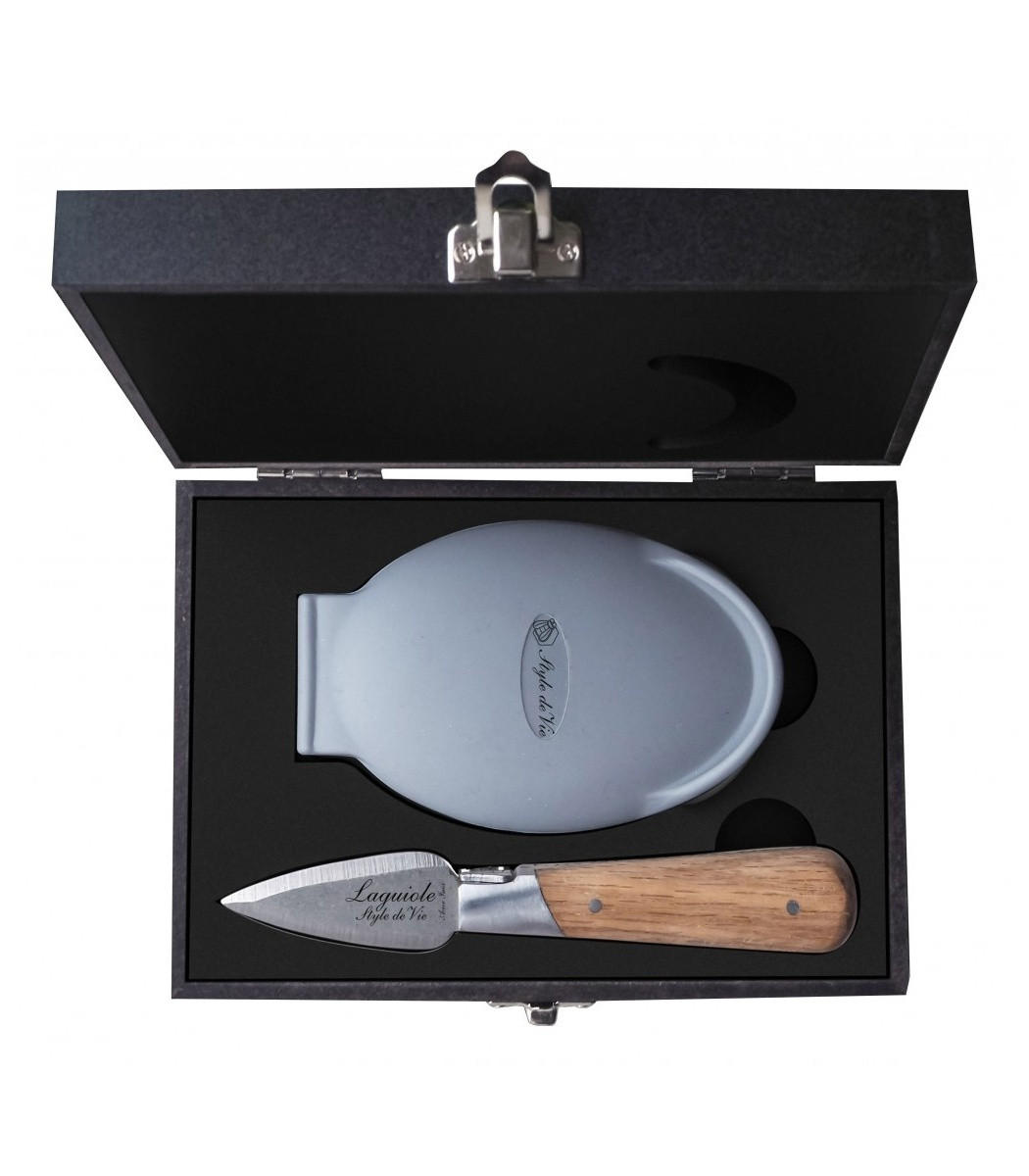 AUSTERNSET Austernmesser mit Austernhalter - Silberfarben, Metall (1cm)