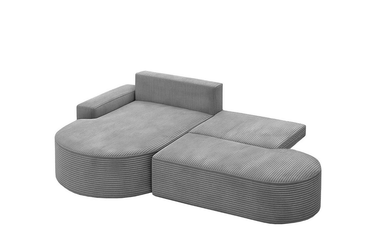 ECKSOFA mit Schlaffunktion und Bettkasten Modena Runden stoff Poso Silber Links - Silberfarben, Holz/Textil (179/278cm) - Kaiser Möbel