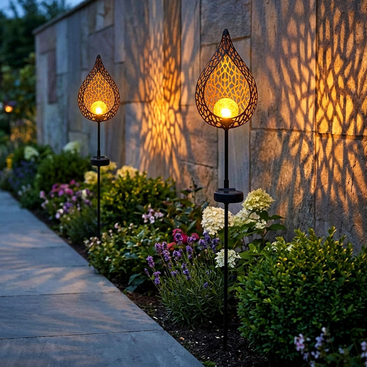 LED AUSSENLEUCHTE Solar Steckleuchte schwarz-gold 3er Set - Multicolor, Glas (16/7/90cm) - Globo Lighting