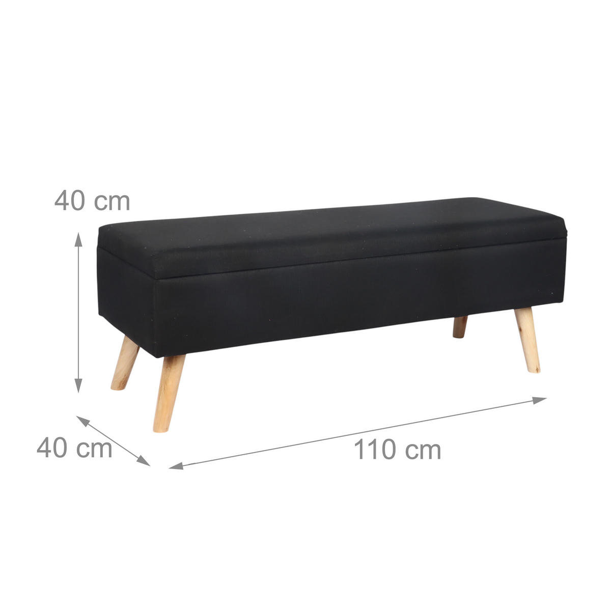 SITZBANK - Schwarz, Holz/Holzwerkstoff (110/40/40cm) - Relaxdays