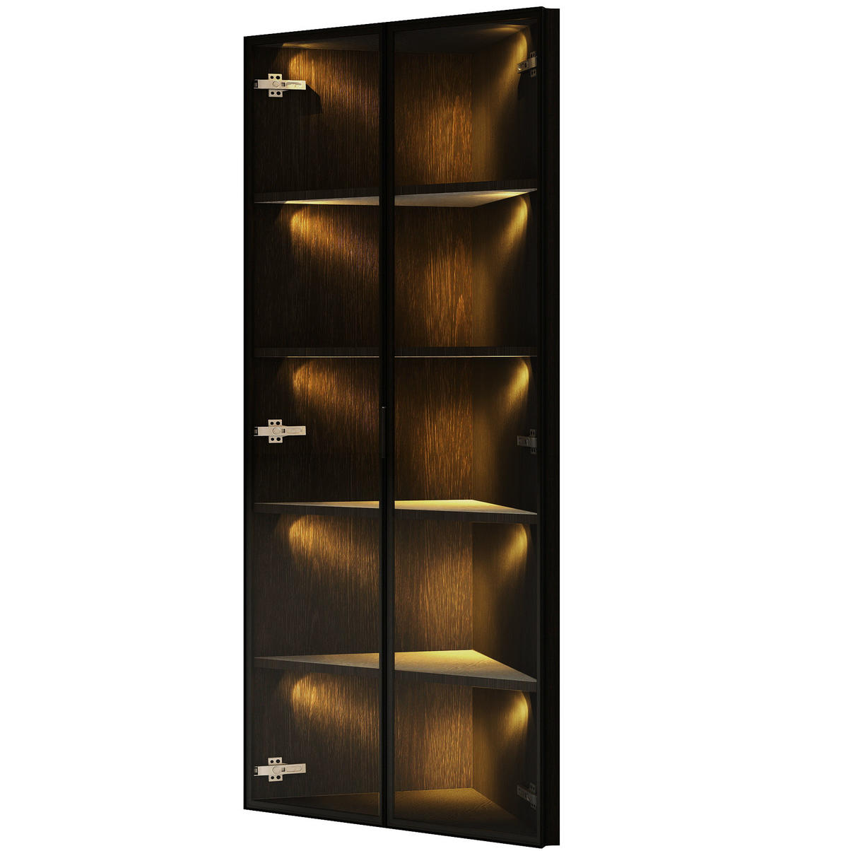 VITRINE 62/35/160 cm aus MDF und Glas mit LED-Beleuchtung Schwarz - Schwarz, Holzwerkstoff (62/160/35cm) - Modenvie