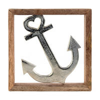 WANDBILD Anker Metall, Mangoholz silber-braun - Silberfarben, Metall (2/20/2cm) - DESIGN DELIGHTS