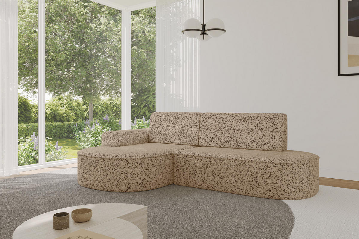 ECKSOFA mit Schlaffunktion und Bettkasten Ottomane Links MARI-L1-S - 283x167x73 cm Braun Tissu - Schwarz/Braun, Holzwerkstoff/Kunststoff (283/167cm) - ALTDECOR