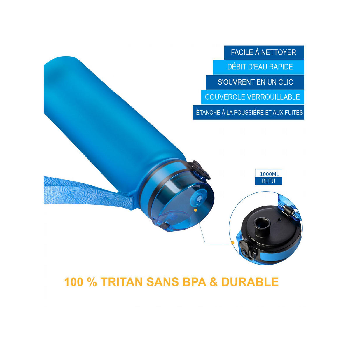 TRINKFLASCHE - Aus Tritan - Inhalt: 1 Liter - Blau, Kunststoff (1L) - Kingcamp