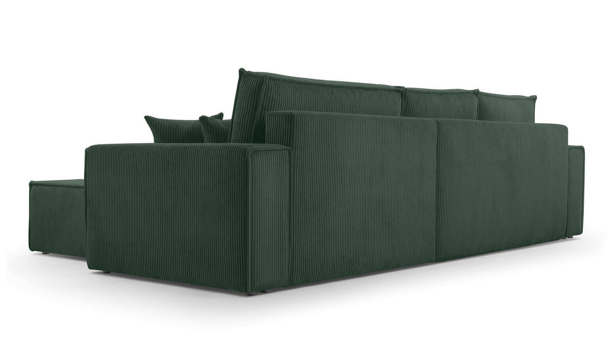 ECKSOFA L Form Cedria Dunkelgrün 287/145/85 cm mit Schlaffunktion - Dunkelgrün/Schwarz, Kunststoff/Textil (287/145cm) - AX Living
