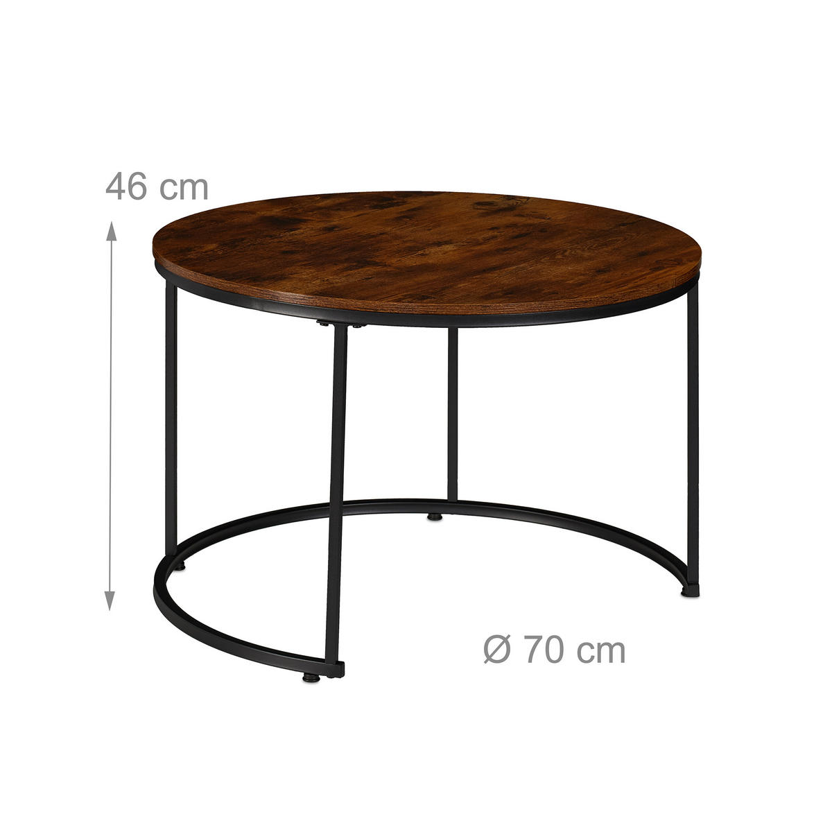 2-TLG.SATZTISCH-SET - Multicolor, Holzwerkstoff/Metall (70/70/46cm) - Relaxdays