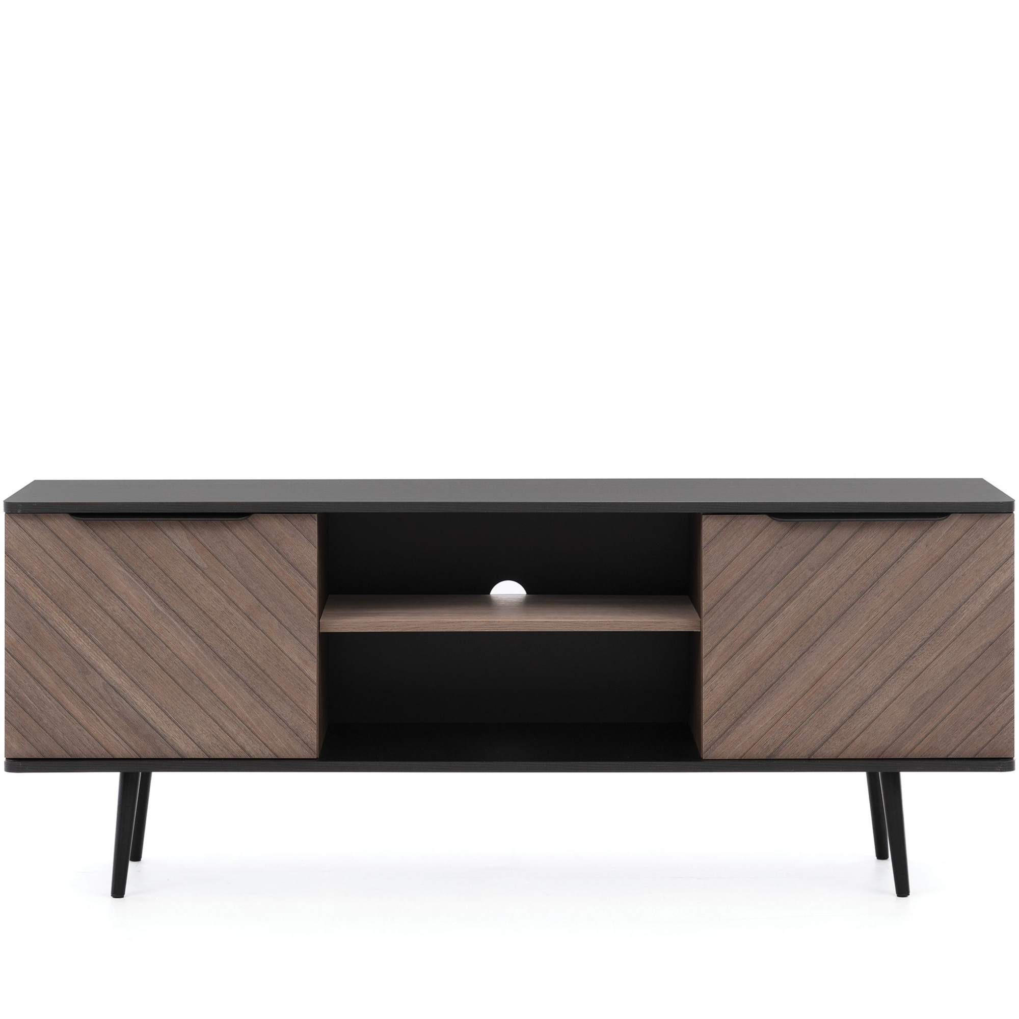 TV-LOWBOARD LANDI,Schwarz/Braun - Schwarz/Braun, Holzwerkstoff (150/60/41cm) - KONSIMO®