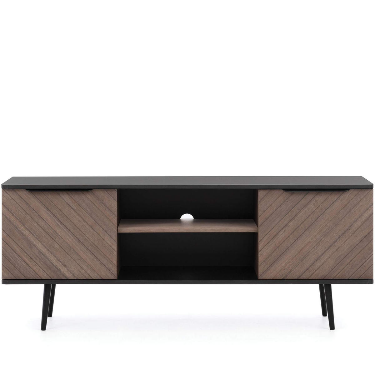 TV-LOWBOARD LANDI,Schwarz/Braun - Schwarz/Braun, Holzwerkstoff (150/60/41cm) - KONSIMO®