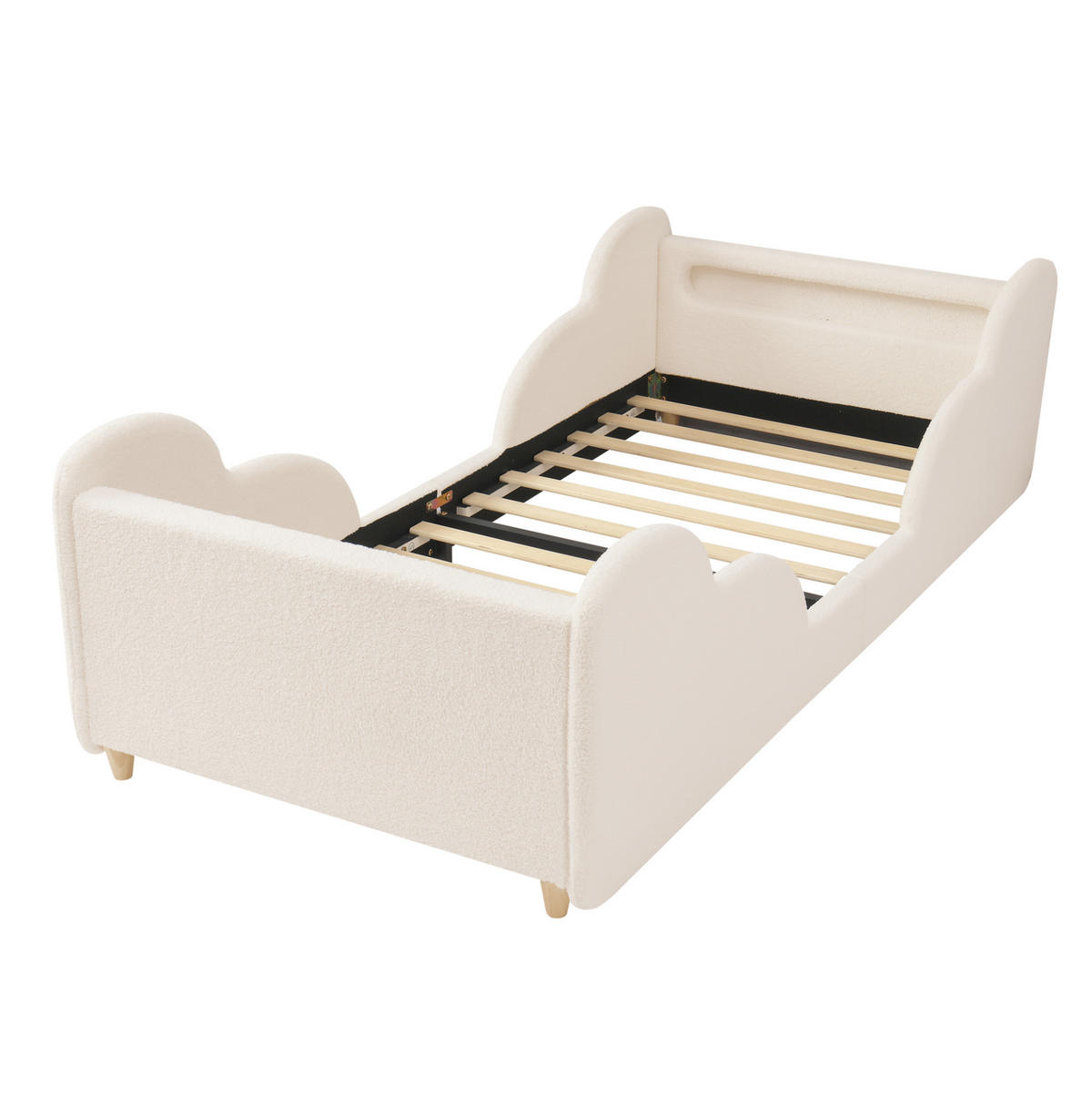 KINDERBETT 90/200 cm aus Bouclé mit Rundumschutz und Nachtlicht Beige - Beige, Textil (90/200cm) - Modenvie