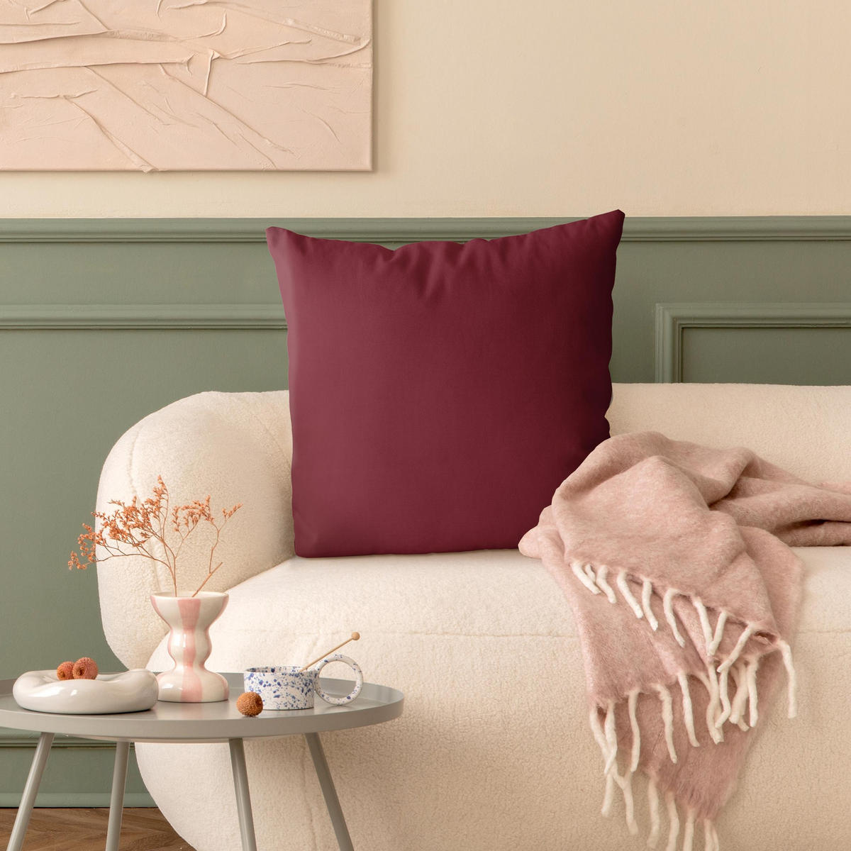 DEKOKISSEN Bordeaux 40/40 cm - Rot, Textil (40/40/10cm) - Bilderwelten