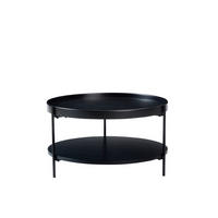 COUCHTISCH 69/69/38 cm mit 2 Ablagen und Metallgestell aus Massivholz und MDF, Schwarz - Schwarz, Holzwerkstoff (69/69/38cm) - Redom