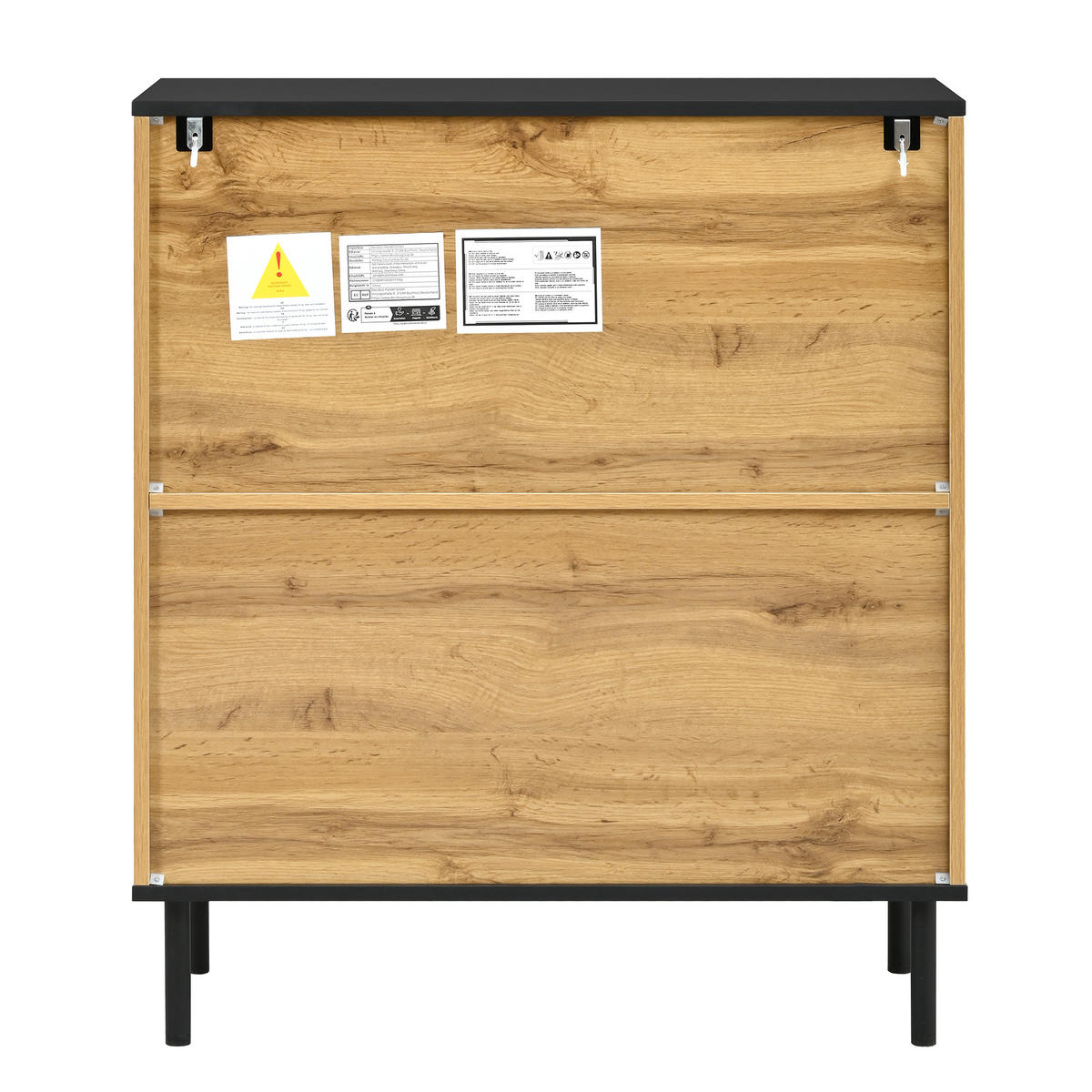 SCHUHSCHRANK Mosaik 2 Türen Holzoptik Metallfüße modern - Naturfarben, Holzwerkstoff (35/91.5/80cm) - FLIEKS