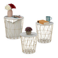 3XKORBTISCH - Multicolor, Holzwerkstoff/Metall (39.5/39.5/40cm) - Relaxdays