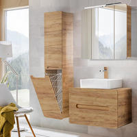 BADMÖBEL-SET 3-TLG. Luton-56 - Braun, Holzwerkstoff (130/200/46cm) - Lomado