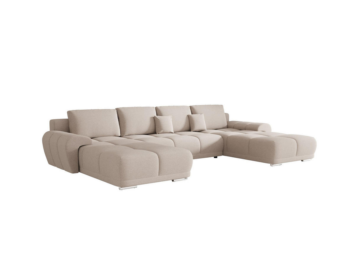 ECKSOFA BEGA U Links ARAGON 03 mit Schlaffunktion - Beige, Textil (372/87/185cm) - Bedante