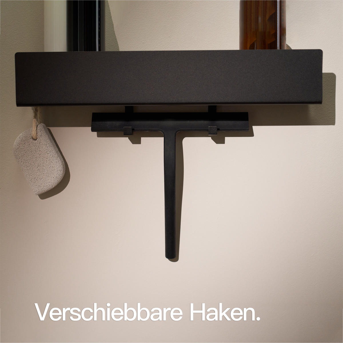 DUSCHABLAGE OHNE BOHREN Matt Schwarz 42 cm - Schwarz, Metall (42/8/9cm) - Designfabrik Hamburg