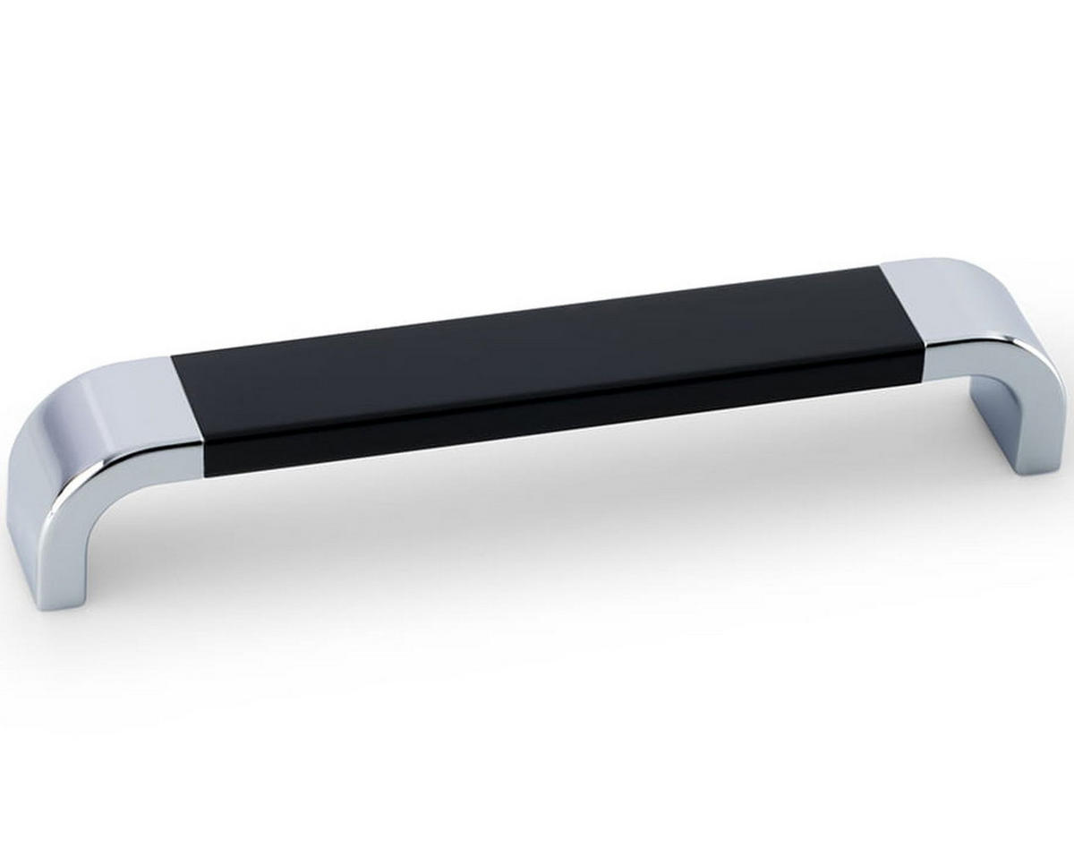 MÖBELGRIFF BA 128mm, Küchengriff Chrom & Schwarz, Türgriff BiColor - Schwarz, Metall (2.4/2.9/13.6cm) - Livingpoint24