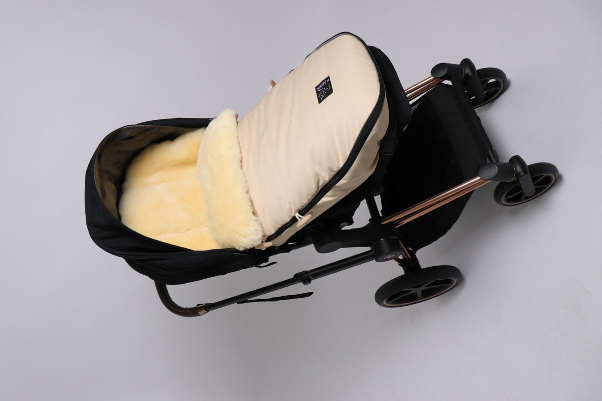 LAMMFELL-FUSSSACK Love the Nature, marzipan - Champagner, Fell (44/95cm) - Kaiserbaby