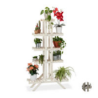 BLUMENTREPPE - Weiß, Holz (83/142/25cm) - Relaxdays