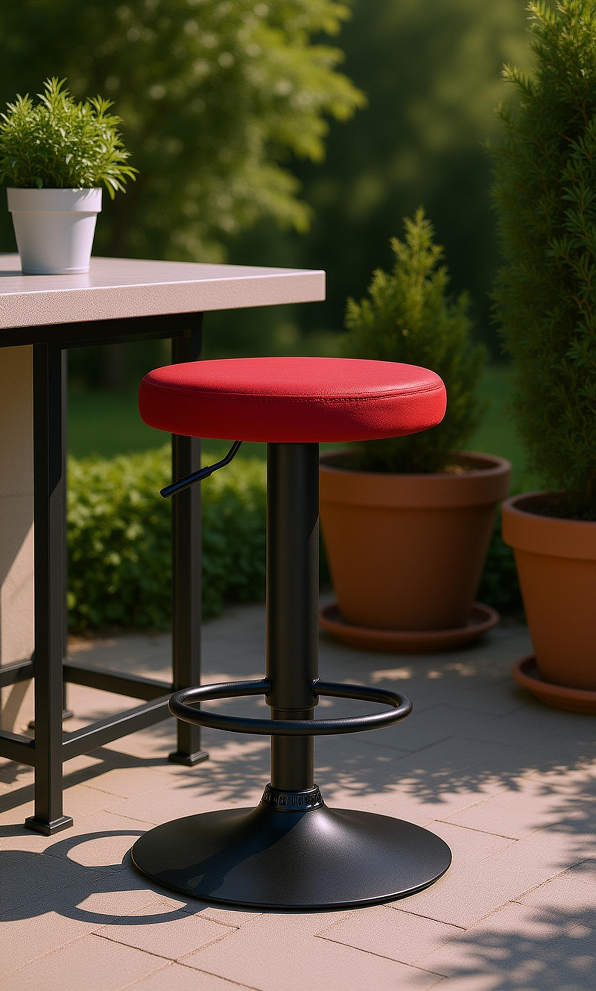 BARHOCKER 2er Set Pontius Samt schwarz rot - Rot/Schwarz, Textil/Metall (38.5/81/38.5cm) - TPFLiving