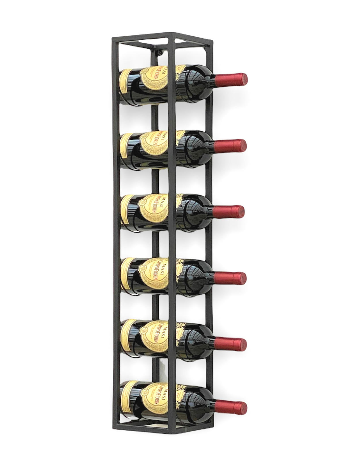 WEINREGAL für 6 Flaschen Metall Wand 80 cm Schwarz 96238 - Schwarz, Metall (15/80/15cm) - DanDiBo