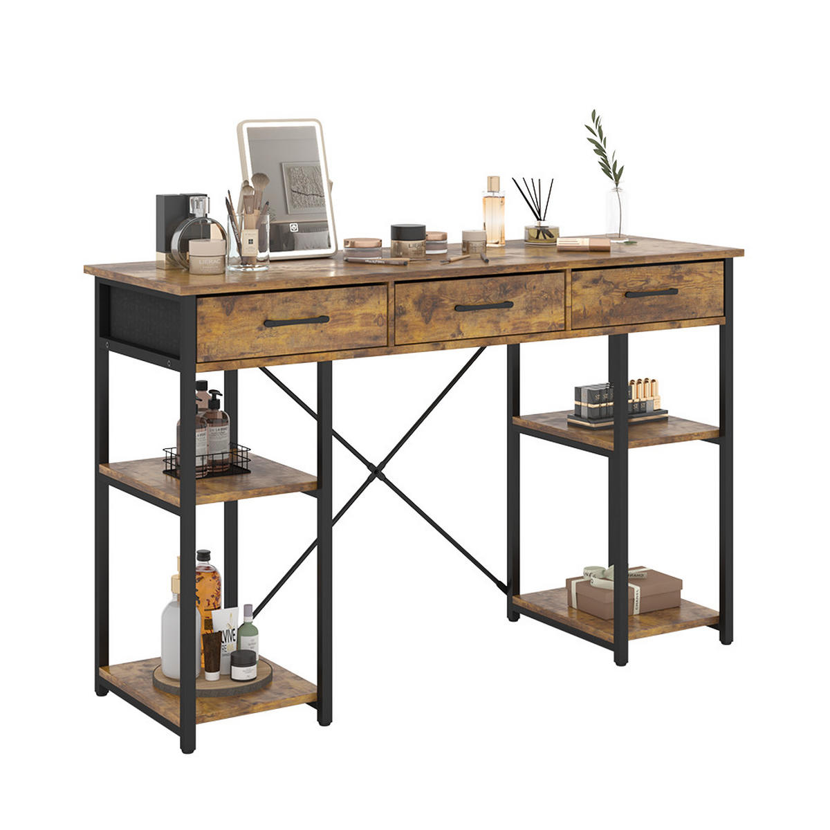 SCHMINKTISCH Chino Eiche rustikal 120 cm mit Schubladen - Wildeiche, Holzwerkstoff (40/120/78cm) - Vicco