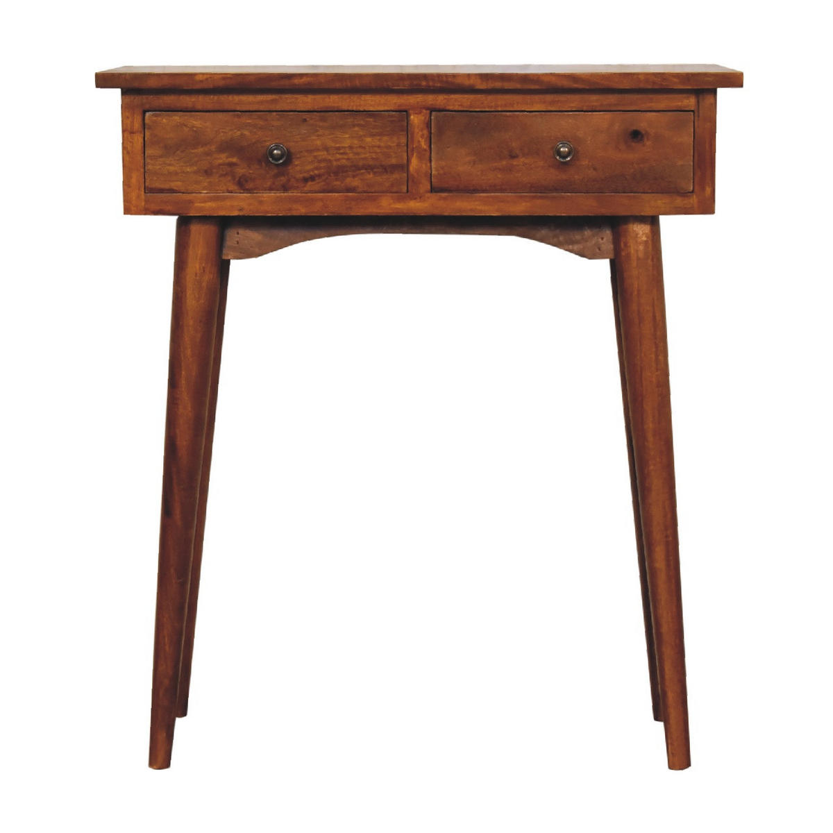 MINI Flurkonsole im Kastanienholz-Finish mit 2 Schubladen - Messingfarben/Braun, Holz/Metall (30/70/78cm) - Artisan Furniture