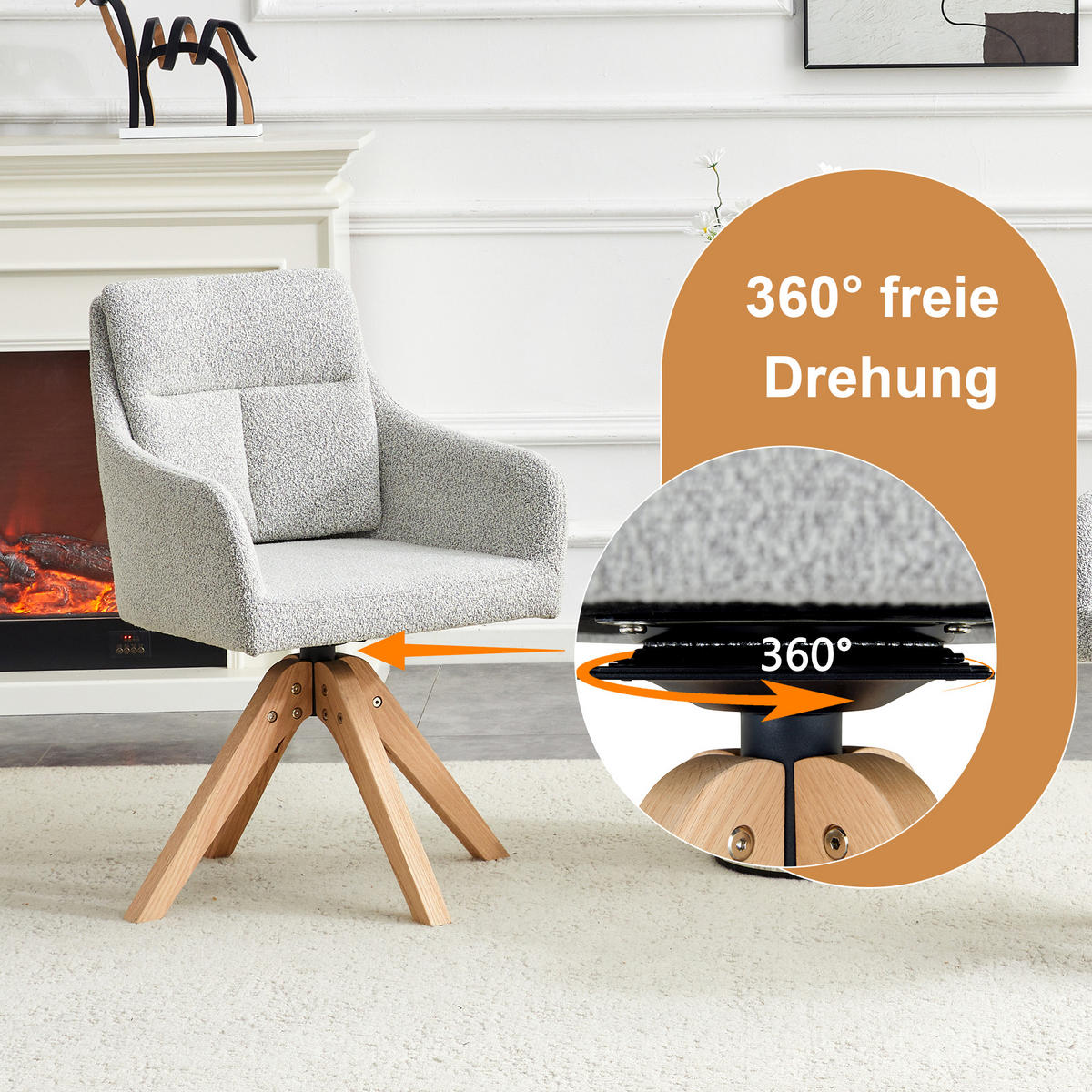 ARMLEHNSTUHL-SET DE-36632 2 Stück mit Samtbezug und Massivholzbeinen Hellgrau - Hellgrau, Holz (43/87/45cm) - ComfortXL