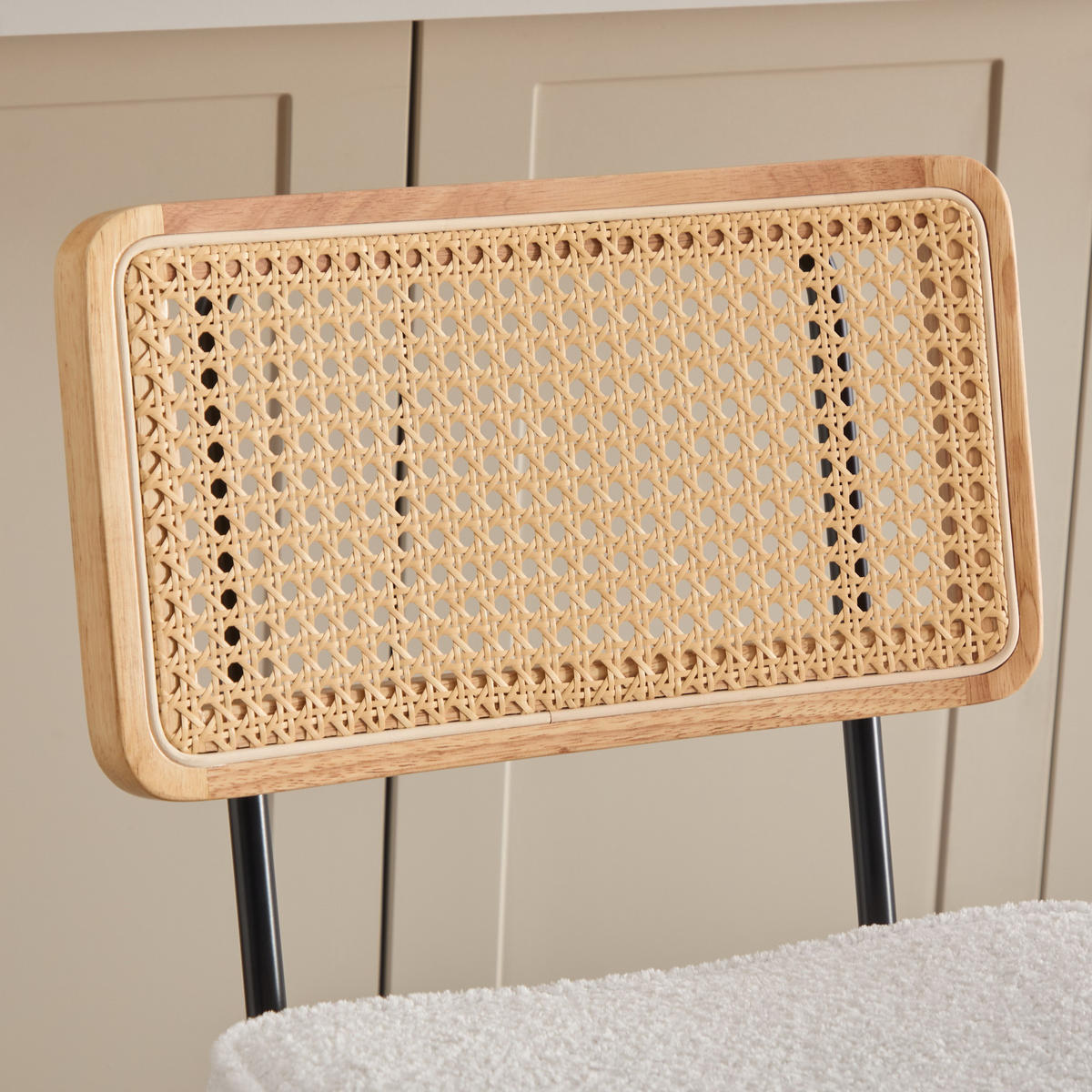 BARHOCKER 2er-Set Vintage PU-Leder Rattan-Optik Holz & Metall - Creme, Textil (46.2/96.5/59.8cm) - Urban Meuble