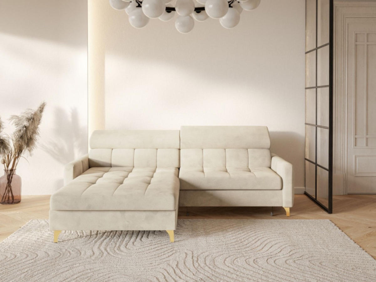 ECKSOFA Creme BAMBINO Mit Verstellbaren Kopfstützen Links - Beige/Creme, Textil (223/174cm) - Sepro Meble