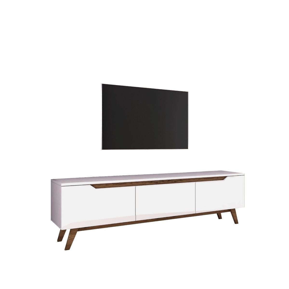 TV-MÖBEL mit 3 Türen weiß - L180 cm - Weiß, Holzwerkstoff (35/48.6/180cm) - Calicosy