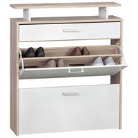 SCHUHKIPPER – Sonoma Eiche, 4 Fächer, großzügige Ablage, MDF-Holz - Beige, Holz (80/95/24cm) - KADIMA DESIGN