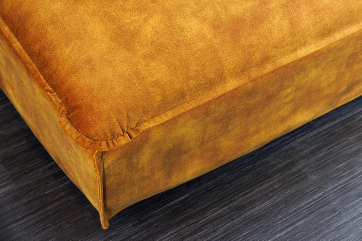 HOCKER HEAVEN Samt Senfgelb 100 cm - Gelb/Schwarz, Holz/Textil (100/42/100cm) - riess-ambiente