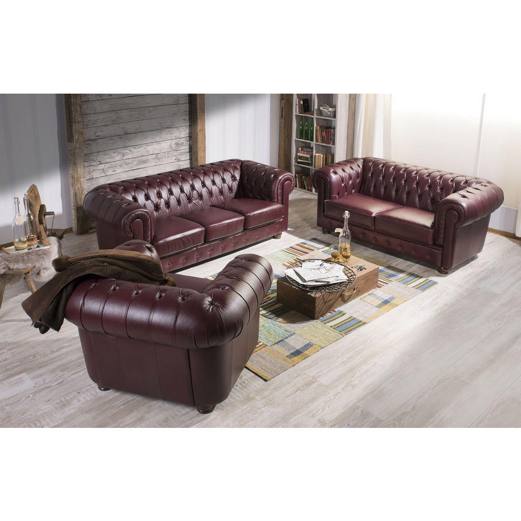 Thumbnail - 58aufmkessel Couchgarnitur, Rot, Leder, 98x76x98 cm, Wohnzimmer, Sofas & Couches, Sitzgarnituren