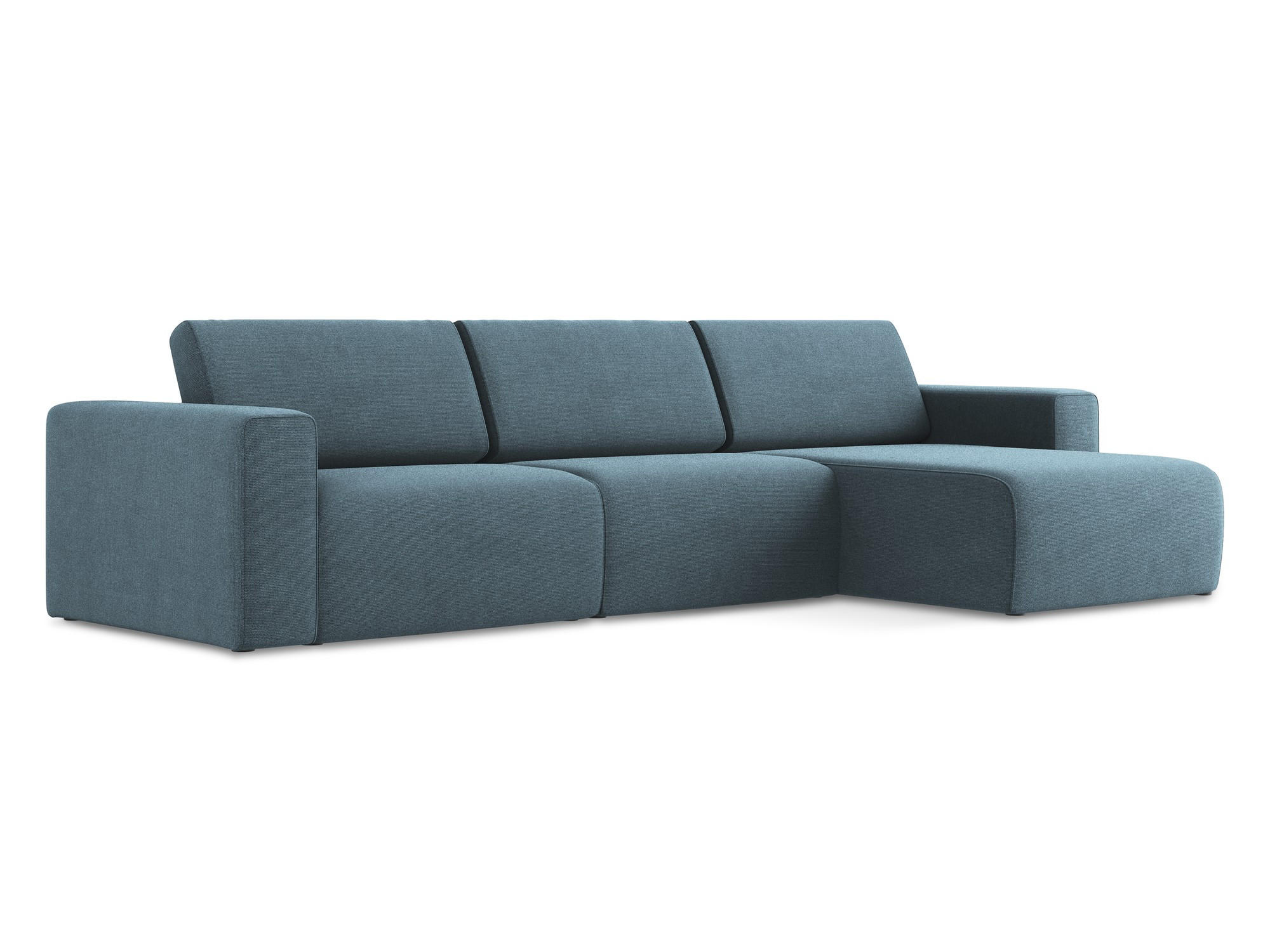 ECKSOFA Links Strukturstoff Stoff Blau - Blau/Schwarz, Kunststoff/Textil (314/167cm) - Makamii