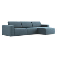 ECKSOFA Links Strukturstoff Stoff Blau - Blau/Schwarz, Kunststoff/Textil (314/167cm) - Makamii