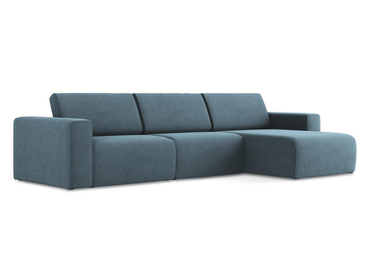 ECKSOFA Links Strukturstoff Stoff Blau - Blau/Schwarz, Kunststoff/Textil (314/167cm) - Makamii