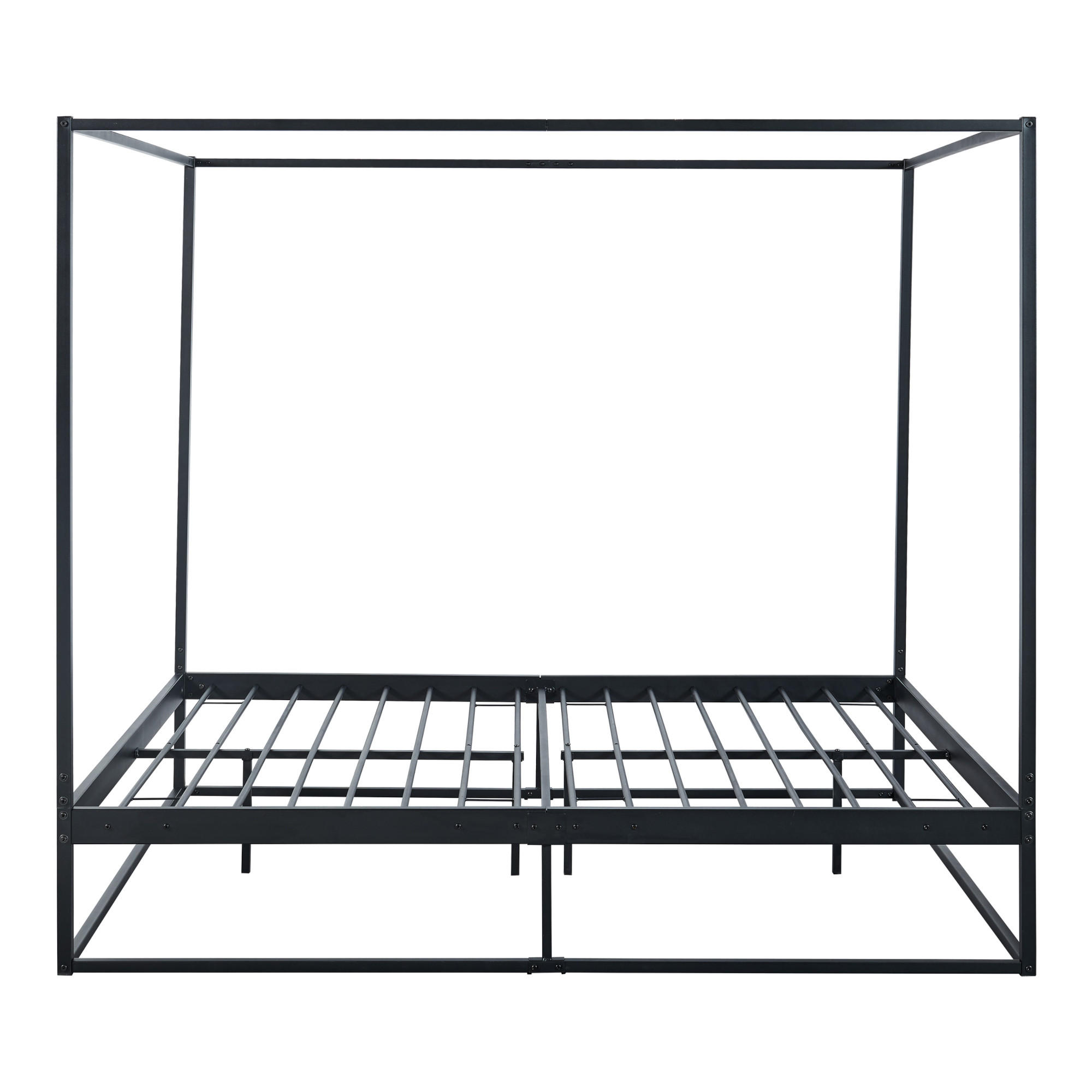 HIMMELBETT Kristianstad mit Matratze - Schwarz, Textil/Metall (160/200cm) - [en.casa]