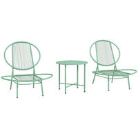 BISTRO-SET 3-teilig aus Stahl Wetterfest Gartenmöbel Set mit Bistrotisch Grün - Grün, Kunststoff - Outsunny
