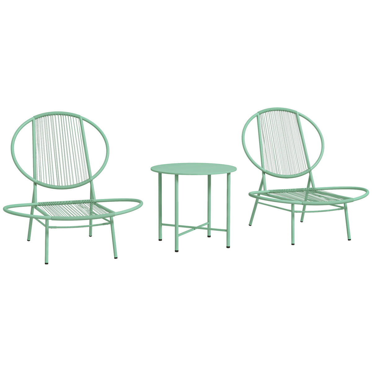 BISTRO-SET 3-teilig aus Stahl Wetterfest Gartenmöbel Set mit Bistrotisch Grün - Grün, Kunststoff - Outsunny