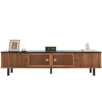 TV-LOWBOARD 190/35/45 cm mit Schiebetüren, Gitterfront und viel Stauraum, Nussbaum - Braun, Holzwerkstoff (190/45/35cm) - Redom
