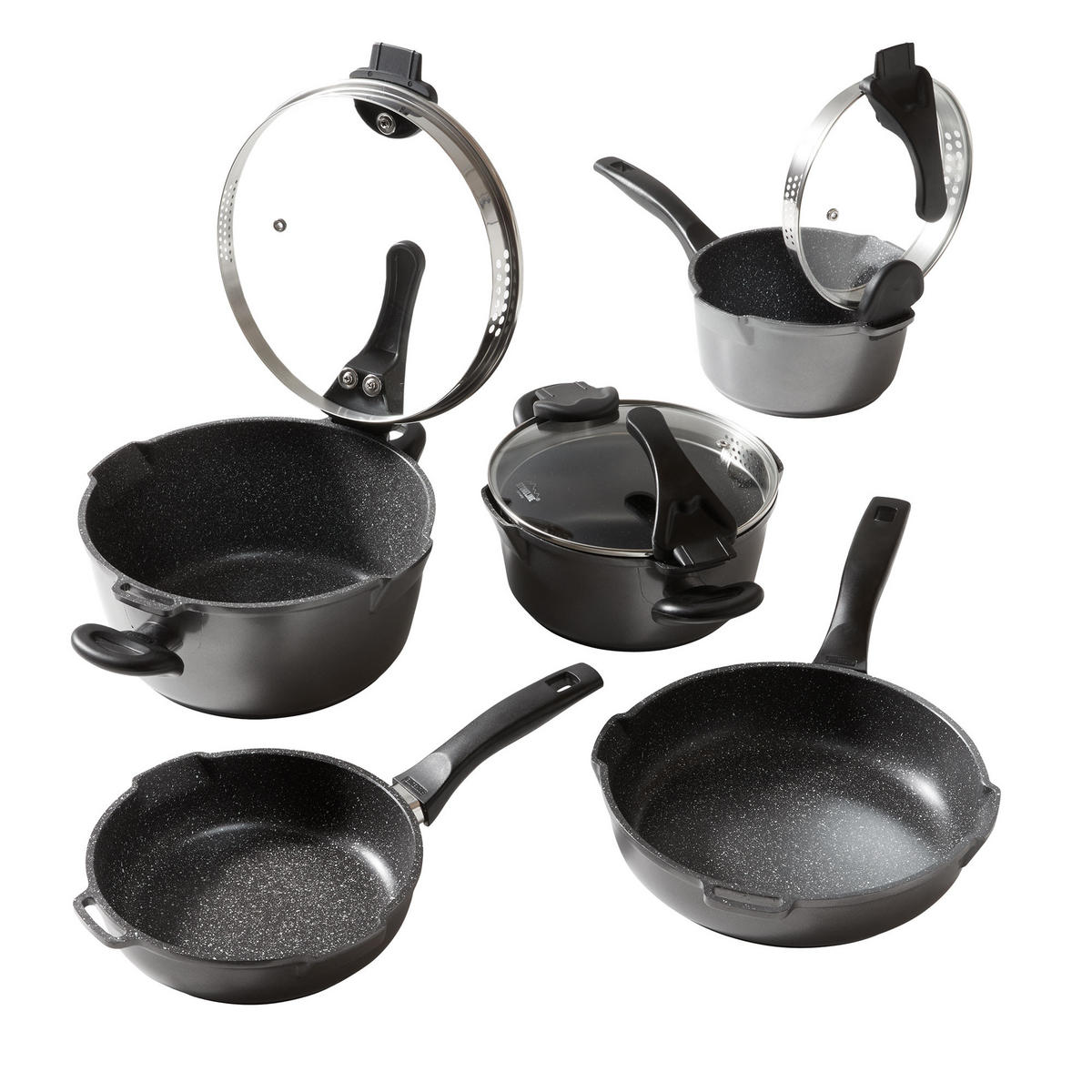 KOCHGESCHIRRSET, 8-TEILIG - Grau, Metall - Stoneline