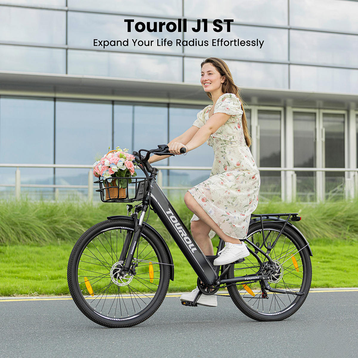 E-BIKE Touroll J1 ST – Hochleistungsmotor, 100 km Reichweite & StVZO-zertifizierte Beleuchtung - Graphitfarben, Metall (25cm)