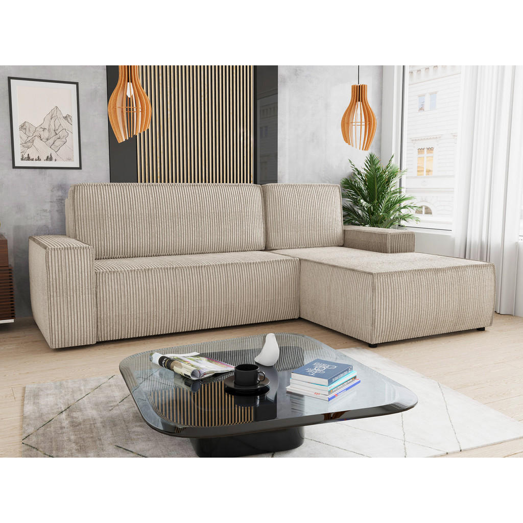 Thumbnail - Sofnet Ecksofa, Beige, Textil, 5-Sitzer, Ottomane rechts, L-Form,Rechteckig, 246x144 cm, Wohnzimmer, Sofas & Couches, Wo...