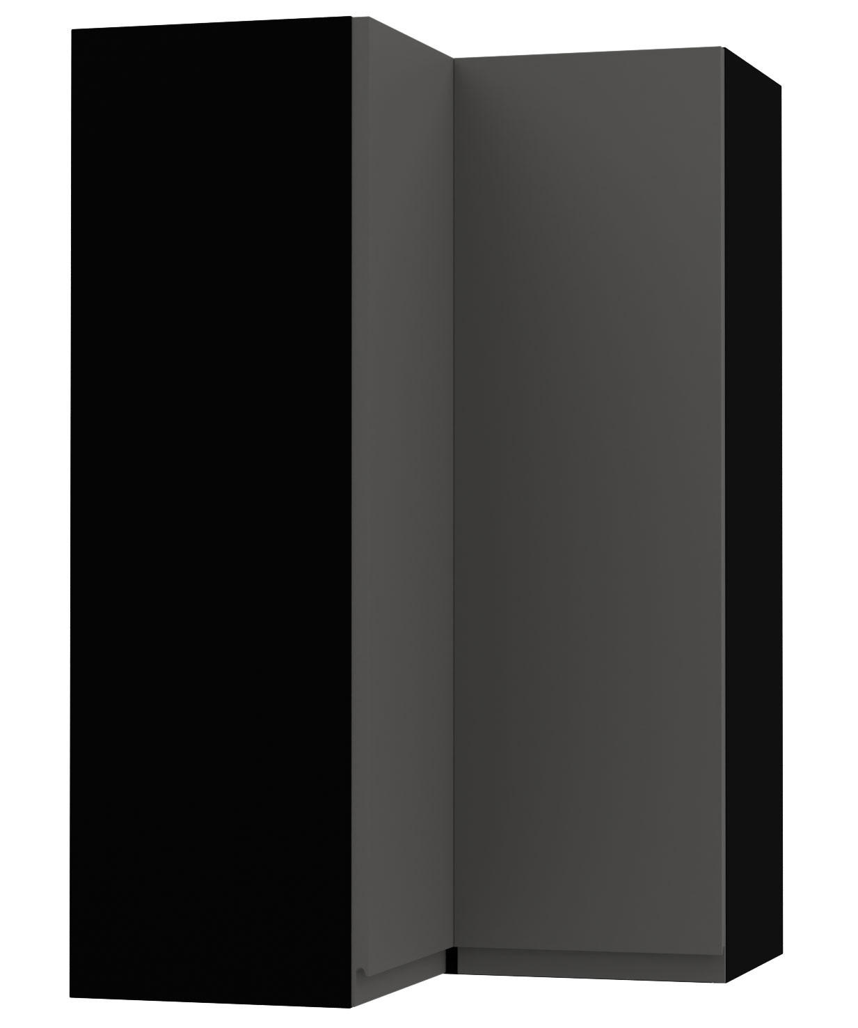 ECKHÄNGESCHRANK Avellino W14/60 Schwarz / Graphit Acryl Matt 60 / 60 / 96cm - Schwarz/Graphitfarben, Holz/Holzwerkstoff (60/96/60cm) - Feldmann-Wohnen